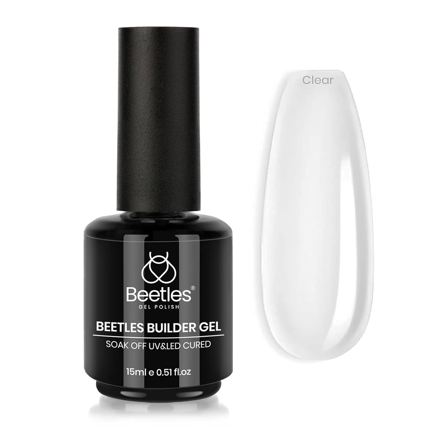 Beetles Builder Gel - 0.5oz Jelly Pink Nail Building Gel | HEMA & TPO Free, 7-in-1 Strengthening Formula for DIY Nail Art