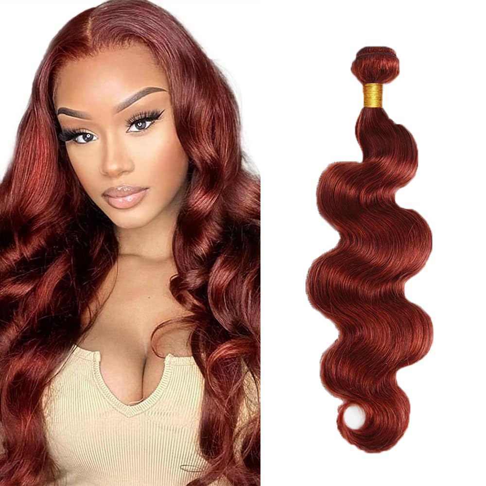 26 Inch Reddish Brown Bundles Reddish Brown Human Hair Bundles Auburn Bundle Human Hair Body Wave Soft And Silky Color 33 Bundle 50g
