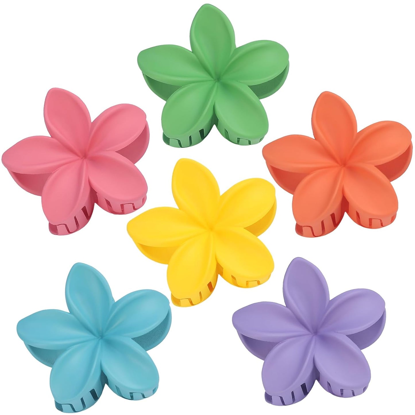 Large Flower Claw Hair Clips - 6 Pcs Hawaiian Style for Thick & Medium Hair | Beach Accessories for Women & Girls
