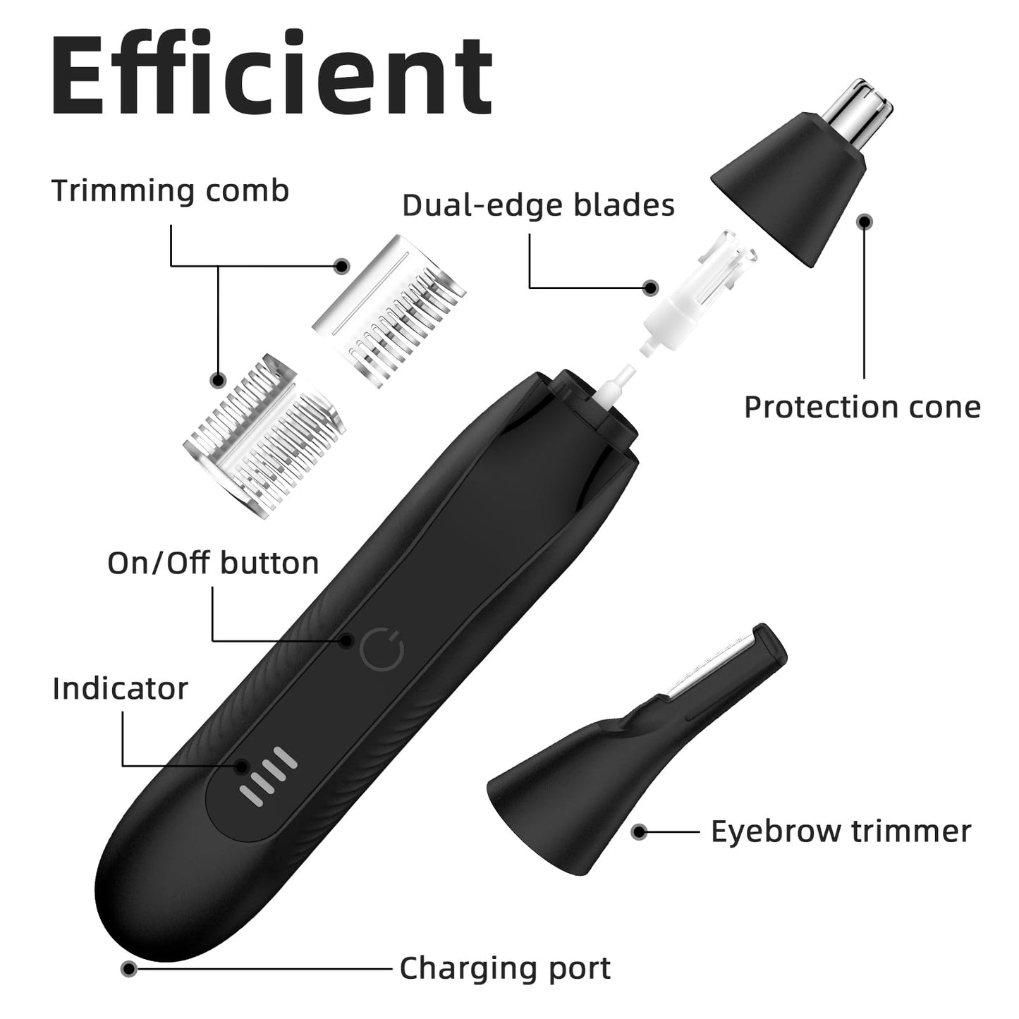 Setonia Nose Hair Trimmers for Men,Rechargeable Eyebrow Trimmer 2 in 1 Painless Multifunctional Ear and Nose Hair Trimmer with Dual Edge Blades Portable Design TE02