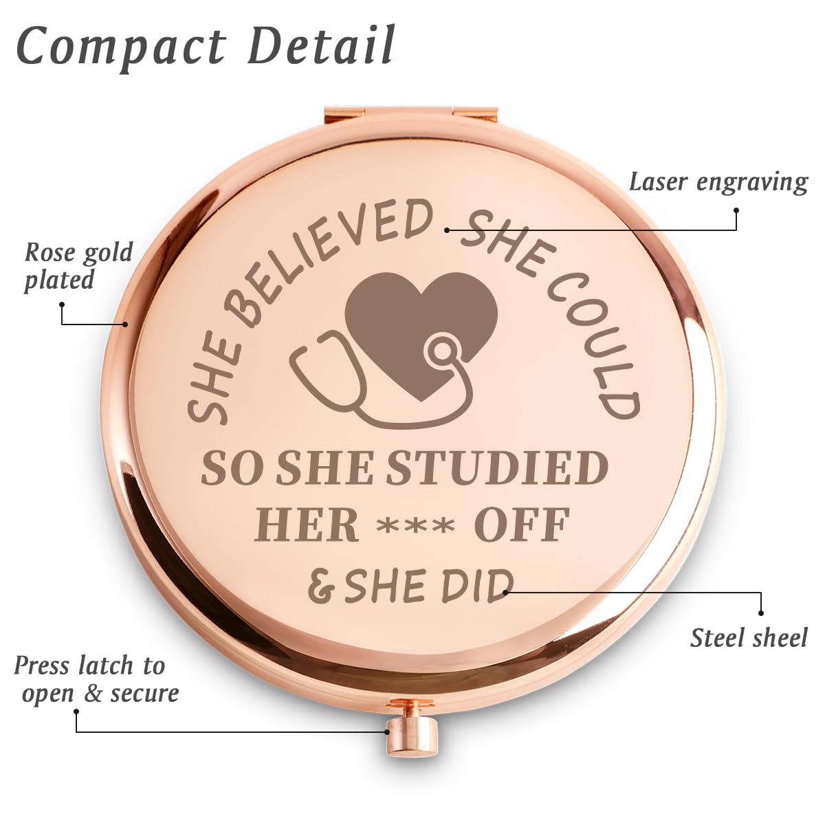 Personalized Compact Mirror for Nurses | Inspirational Gift for Nursing Students - Perfect for Graduation, Christmas, or Secret Santa