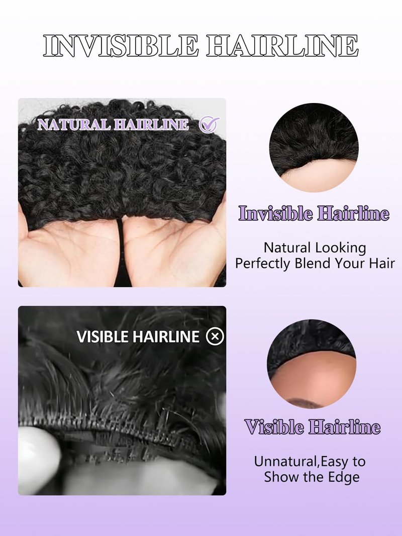 Kinky Curly Half Wig - 20 Inch Human Hair, 200% Density | Glueless 3-in-1 Design for Protective Styling
