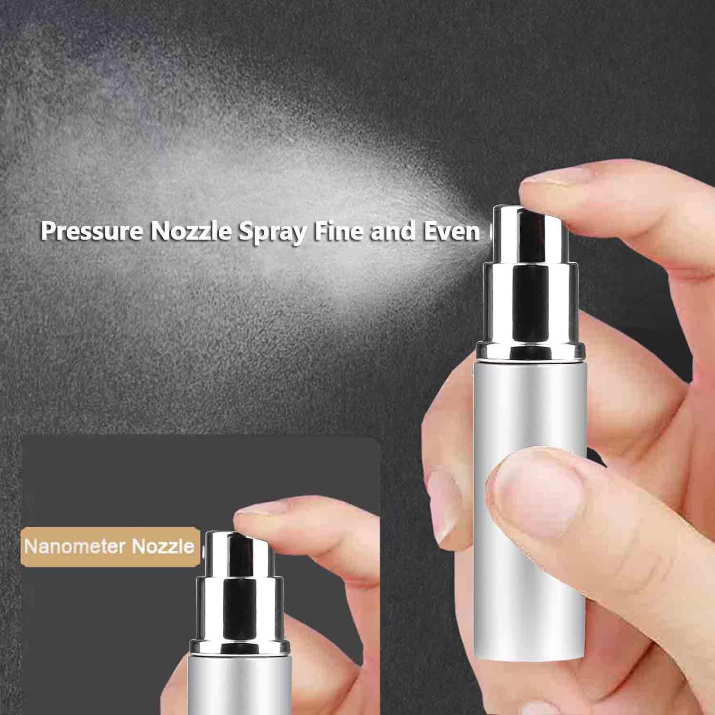 MIVIXI Refillable Perfume Atomizer Travel Size – 6-Pack Leak-Proof Glass Liner Portable Empty Spray Bottles for Perfume, Cologne & Essential Oils (5ml)