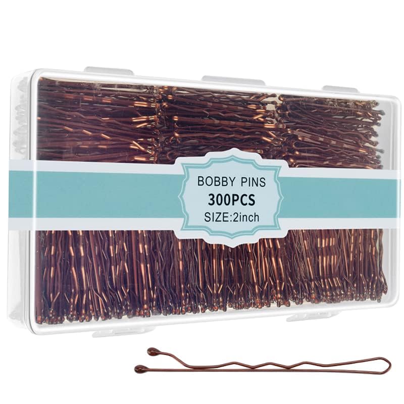 EWAGOA 300-Pack Brown Hair Pins with Storage Box