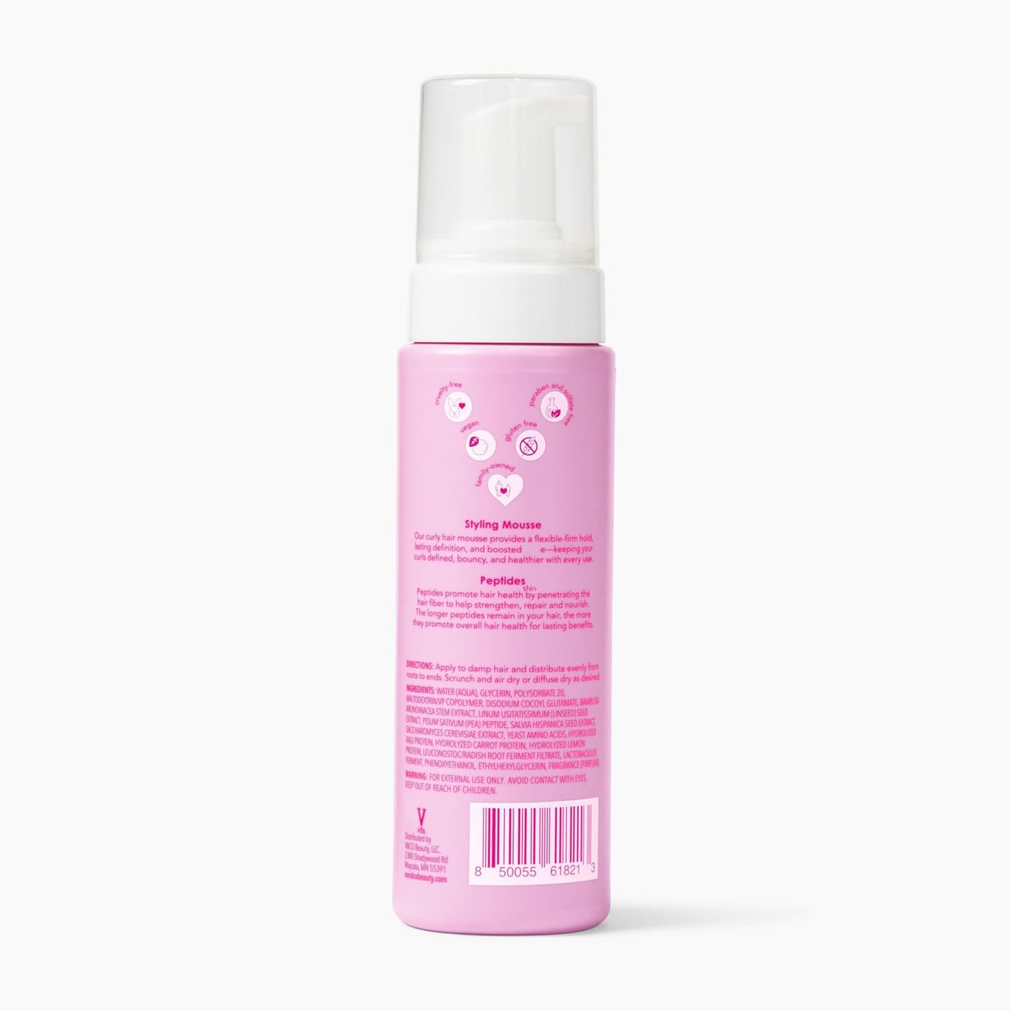 Curly Pop Curl Defining Mousse - Anti-Frizz Hair Care with Peptides & Jojoba Oil | 6 oz
