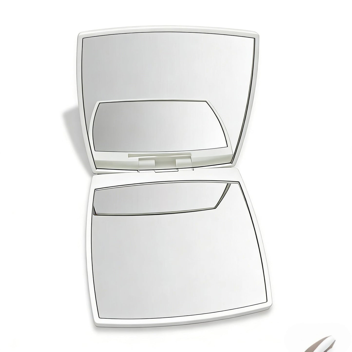 EUTECH High-Grade Fashion Compact Cosmetic Mirror, Elegant Compact Purses Makeup Mirror, Small Compact Mirror 2 x 1 Magnification, Square, Perfect for Purses - Travel (White)