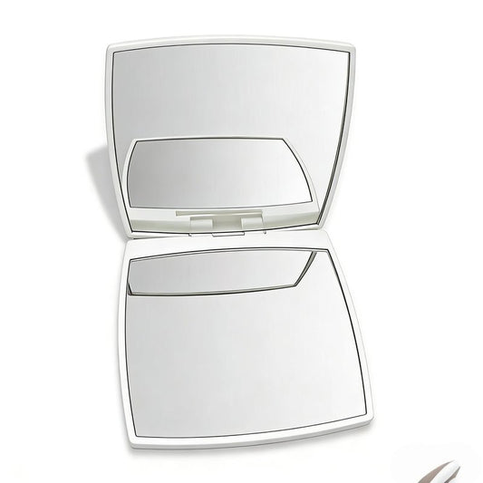 EUTECH High-Grade Fashion Compact Cosmetic Mirror, Elegant Compact Purses Makeup Mirror, Small Compact Mirror 2 x 1 Magnification, Square, Perfect for Purses - Travel (White)