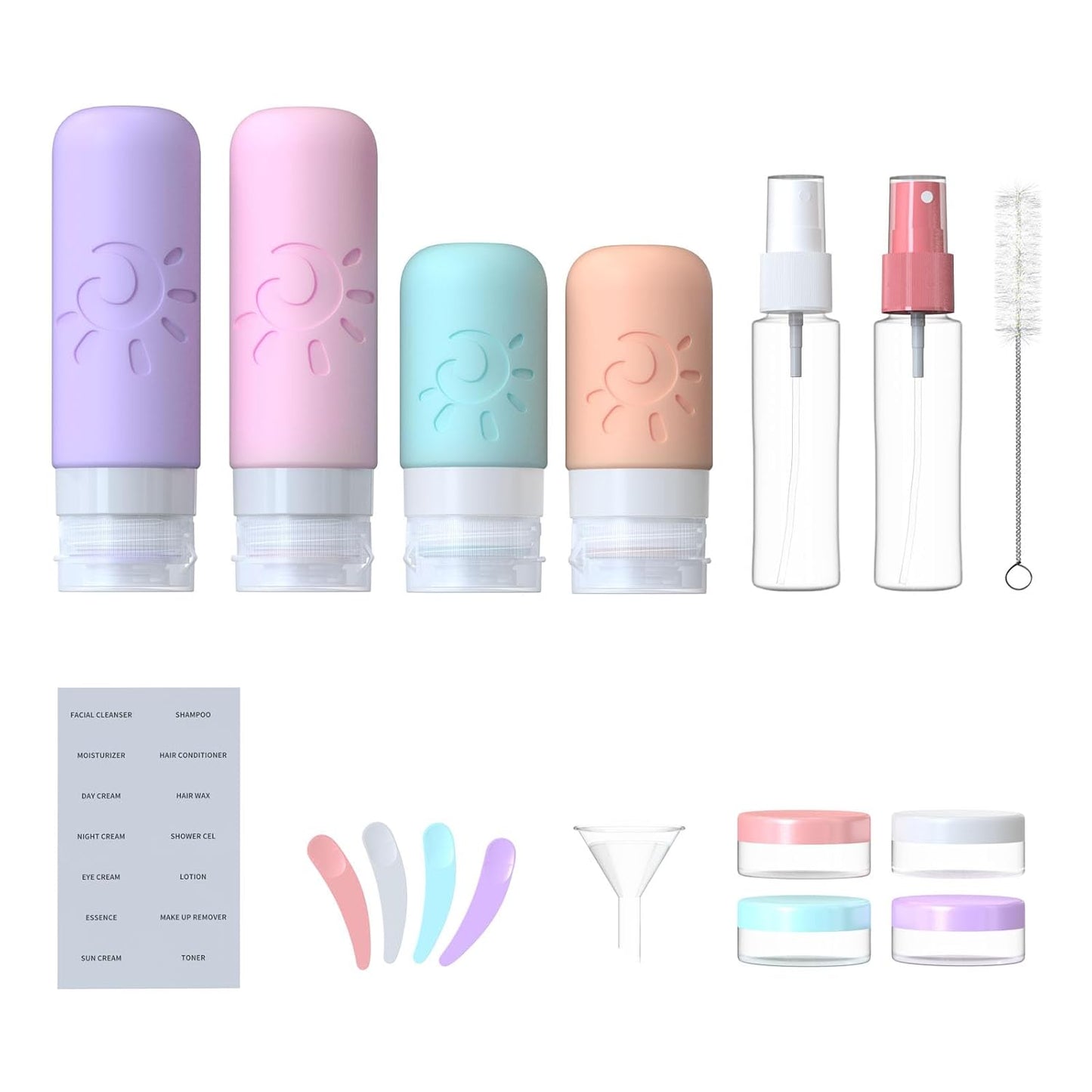 Zafit 18-Pack Travel Bottles - TSA Approved Silicone Toiletry Containers | Leak-Proof & Refillable for Shampoo, Conditioner, Lotion, Body Wash