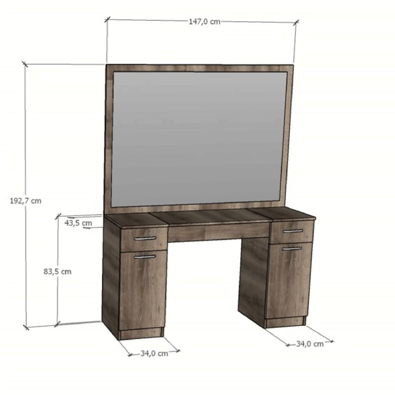 The Shave Factory Makeup Unit, hair salon makeup station, wall mountable, beauty salon furniture, vanity table with cabinet and drawers, vanity desk, bathroom vanity, makeup vanity