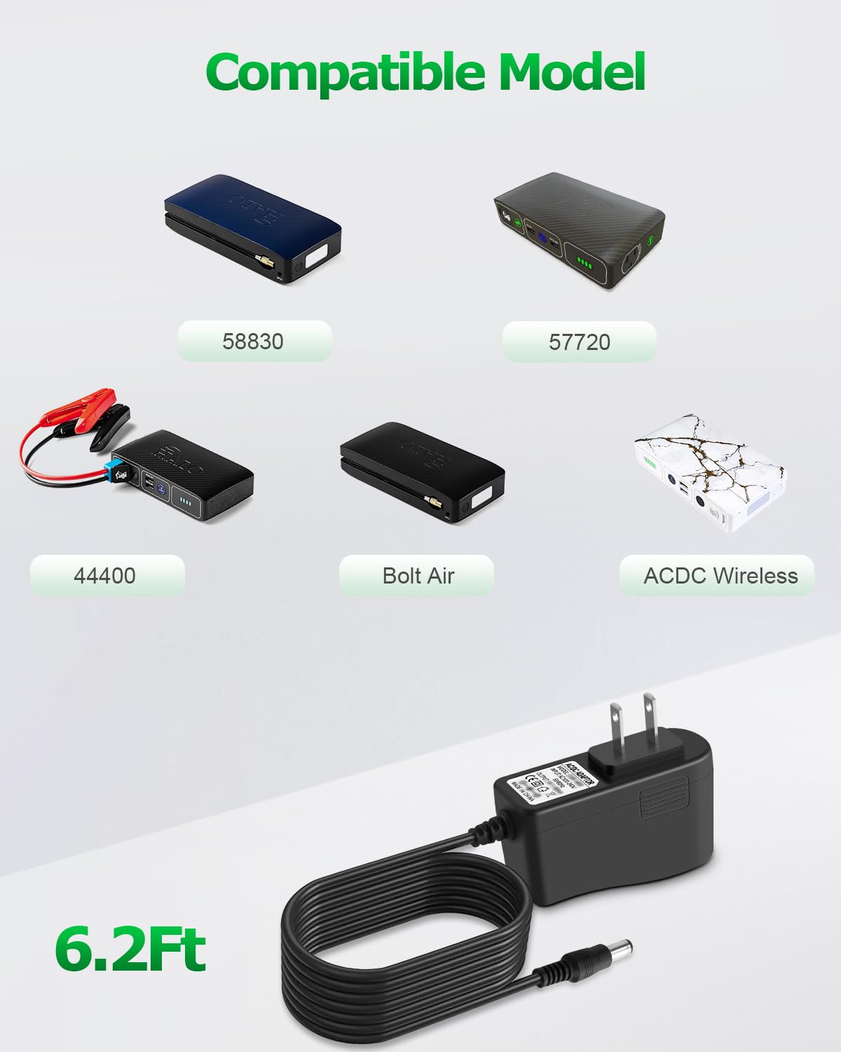 Arkare Charger for Halo Bolt 57720 AC Adapter 14V Replacement Charger for Halo Bolt 58830 44400 1201 Air Compact ACDC Wireless Car Jump Starter Power Cord 58830 Charging Cord