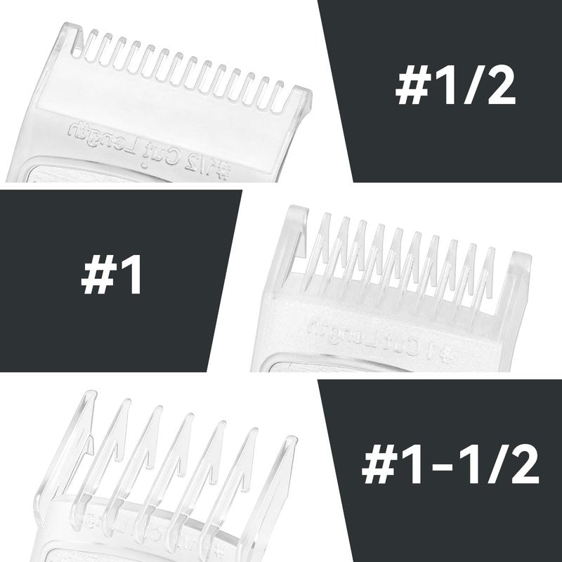 Clipper Guard Set Compatible with Wahl Guide Metal-Clipper Guides Guard Number #1/2 1/16" 1.5mm,#1 1/8" 3mm,#1 1/2 3/16" 4.5mm Metal Hair Clipper Guard for Professional Stylists & Barbers,White