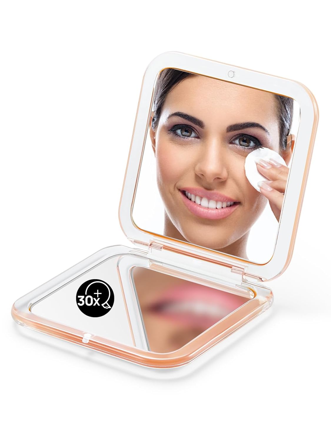 Folding Compact Mirror - 1X/15X Magnification | 3½” Pocket Size Travel Makeup Mirror (Black)