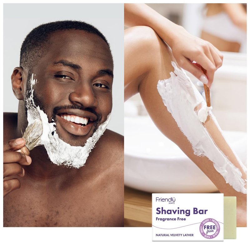 Friendly Soap Handmade Natural Fragrance Free Shaving Soap - Smooth, Gentle, sensitive 95g