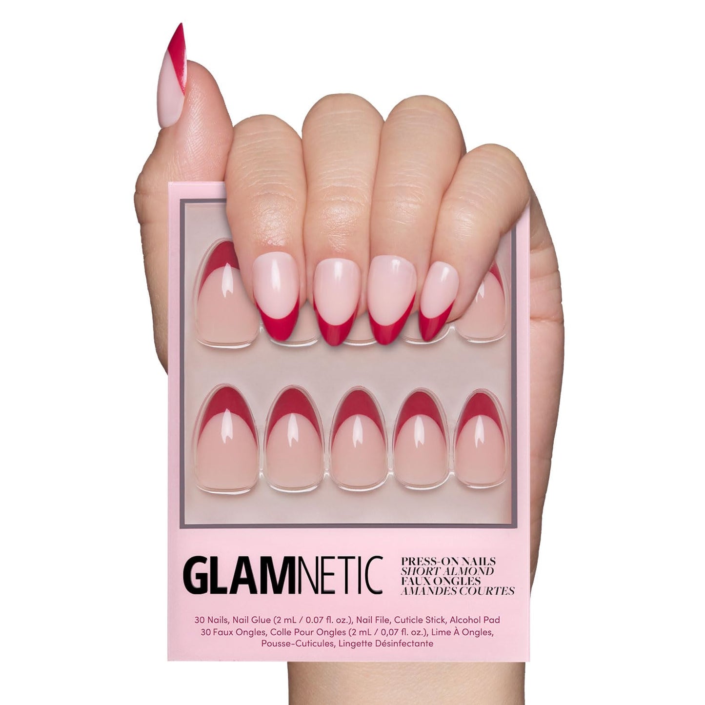 Glamnetic Press On Nails - Lush Coral | Short Oval Fake Nails with Glazed Finish | 30 Nail Kit in 15 Sizes