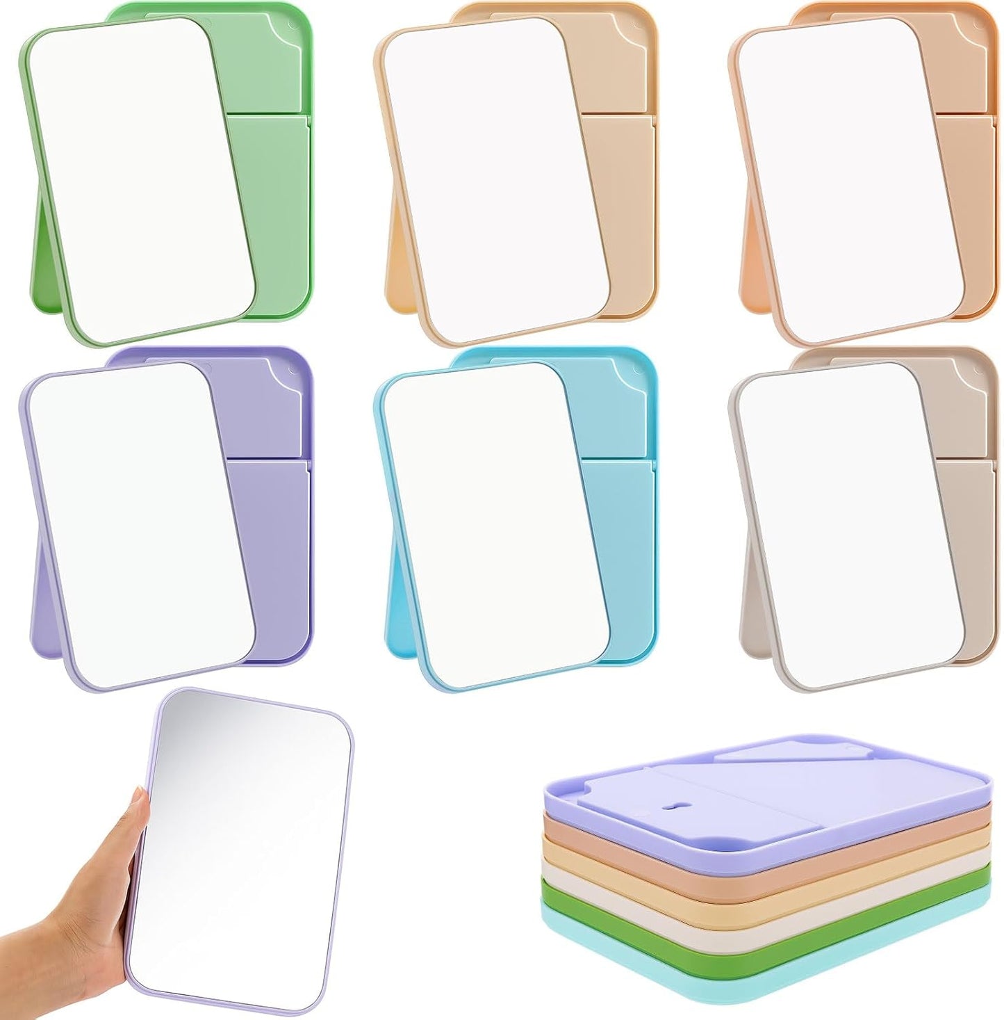 Cinnvoice 24 Pack Desktop Makeup Mirrors - 90° Adjustable Folding Vanity Mirrors | Portable for Travel & Spa (8")