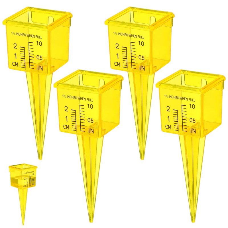 Housoutil 1.5 Inch Rain Gauge Sprinkler, 4PCS Rain Sprinkler GaugeOutdoor, Lawn Water Gauge, Measuring Tool for Accurate Rainfall Monitoring, Precision Measuring Cups for Garden Yard Grass Watering