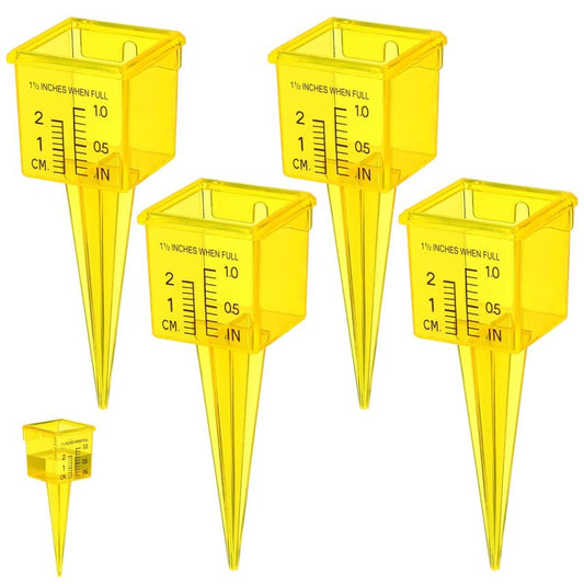 Housoutil 1.5 Inch Rain Gauge Sprinkler, 4PCS Rain Sprinkler GaugeOutdoor, Lawn Water Gauge, Measuring Tool for Accurate Rainfall Monitoring, Precision Measuring Cups for Garden Yard Grass Watering