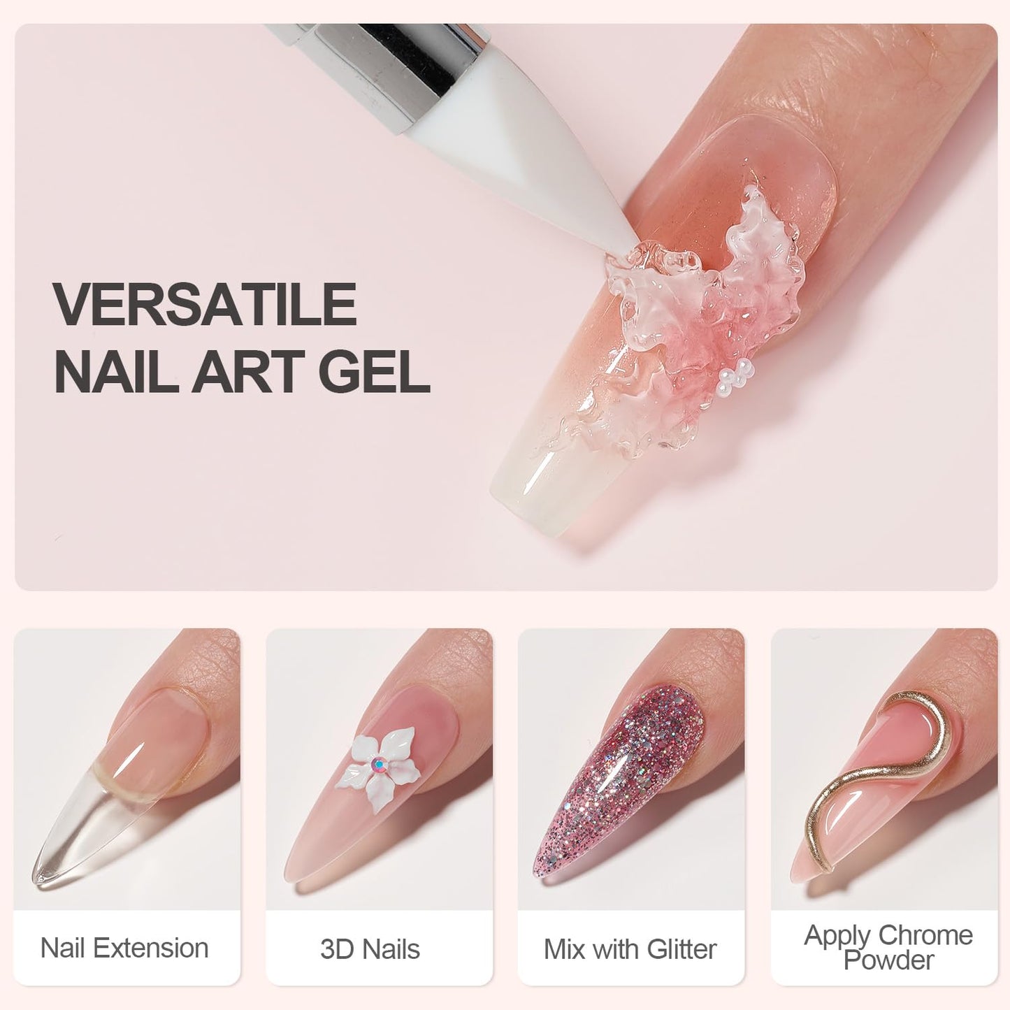 Clear 3D Sculpting Gel for Nail Art - Non-Sticky Hard Builder Gel, 15g for Carving & Molding