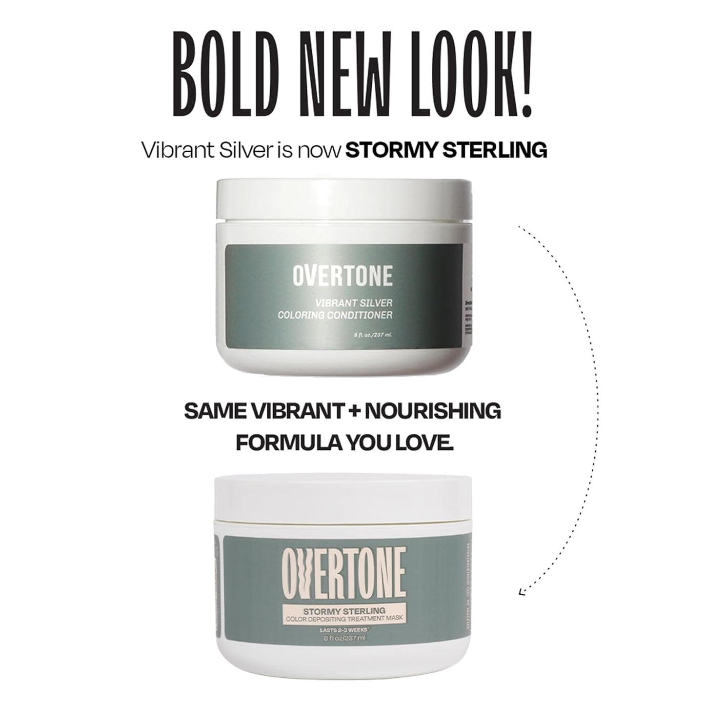 Overtone Semi Permanent Hair Color Conditioner - Stormy Sterling, 8 oz | Nourishing Color Depositing Mask with Shea Butter & Coconut Oil