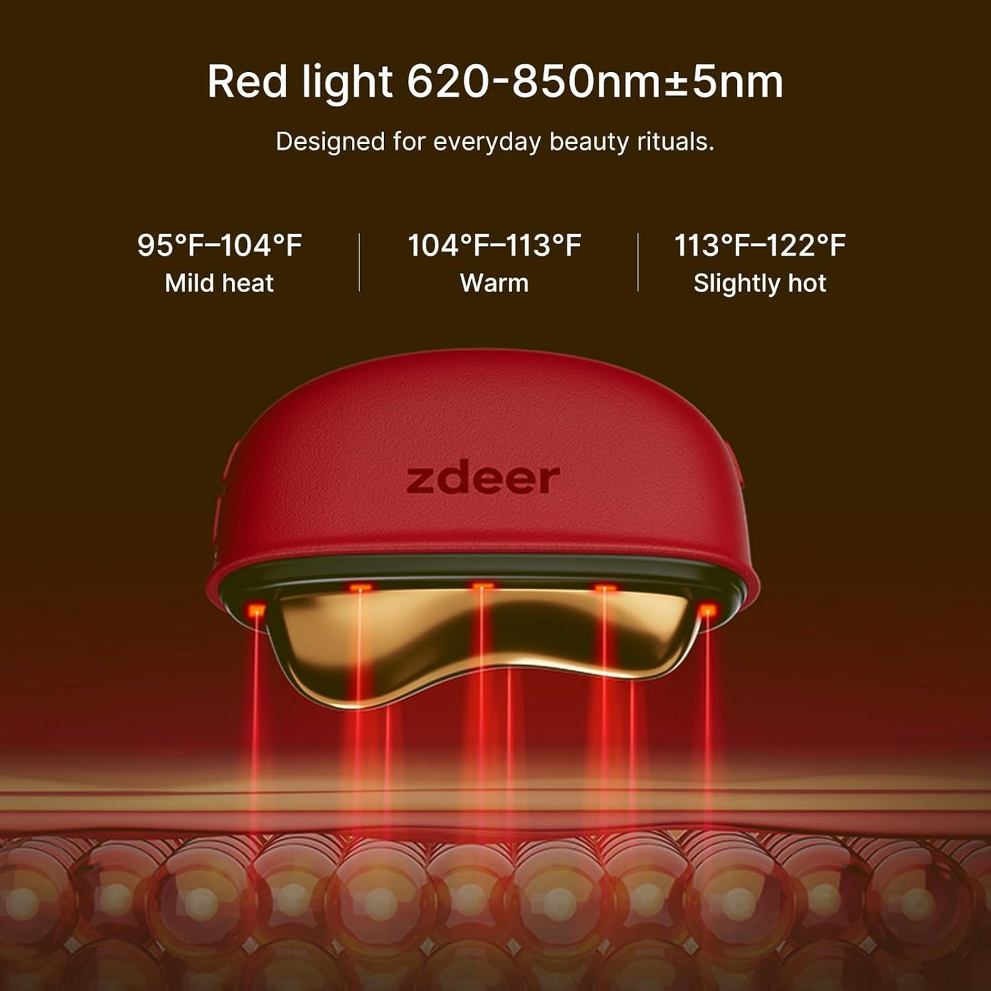Electric Heated Gua Sha Facial Sculpting Tool - Vibration & LED Red Light Therapy Massager | Includes 2 × 10ml Massage Oil, Red