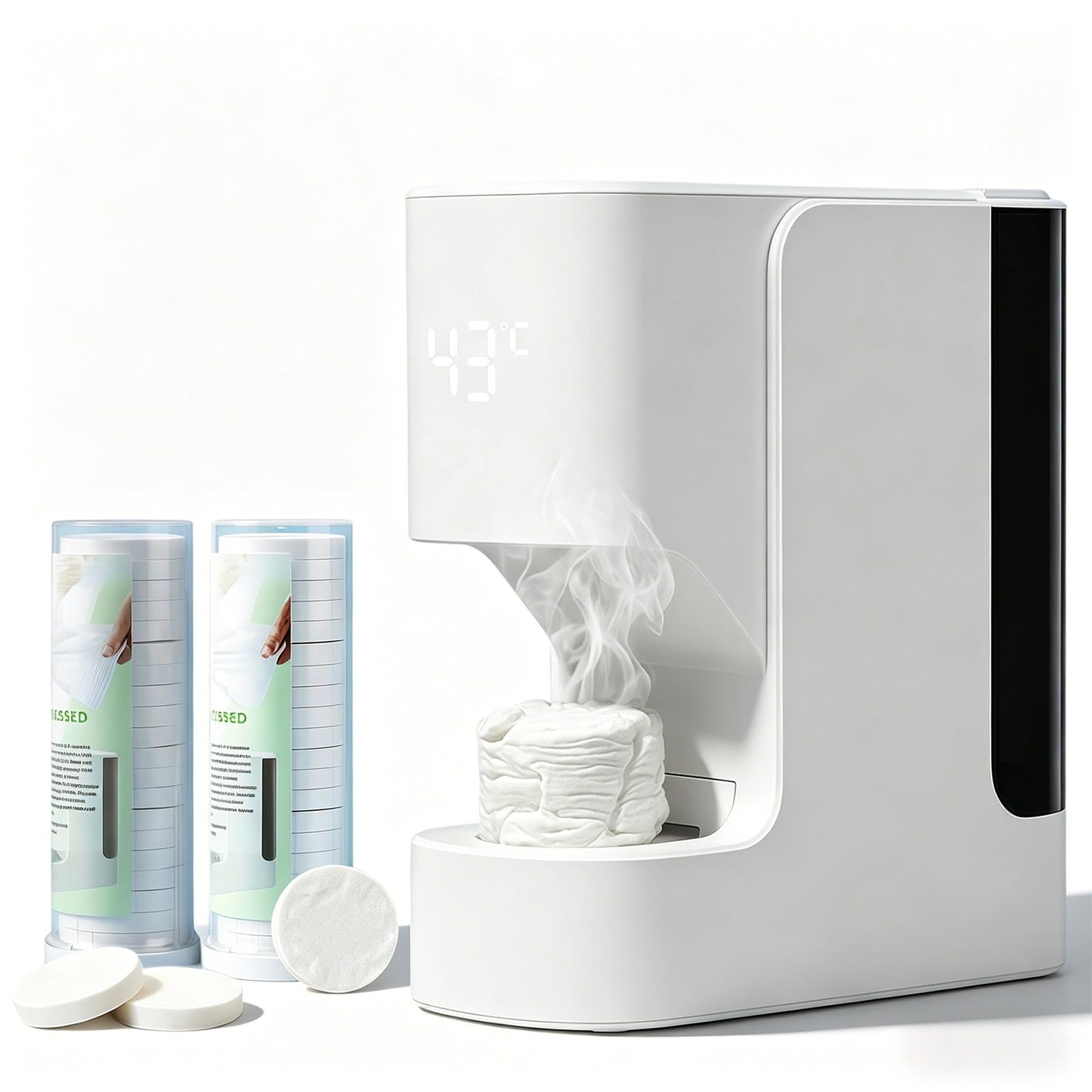 Hot Face Towel Dispenser, 2026 Upgrade, 5s Fast Heating & 55°C (131°F) Constant Temp, Smart Voice Alerts, Ultra-Quiet, Auto-Dry & Safe, Portable for Spa, Salon, Bathroom & Home (Towel 40PC)
