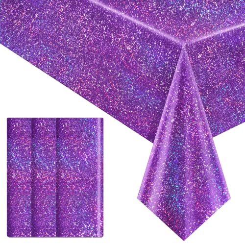 Just Shimmer Purple Holographic Tablecloths - 3 Pack, 40 x 108 in