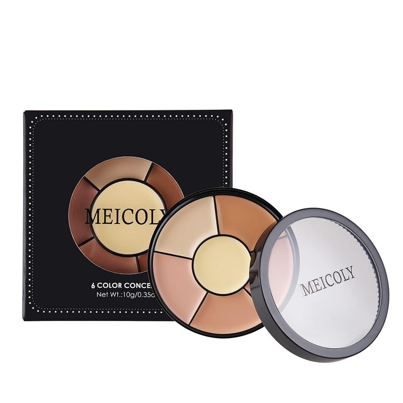 High Coverage Concealer Palette - 6 Shades Tattoo & Bruise Cover Up | Includes 8 Makeup Sponges