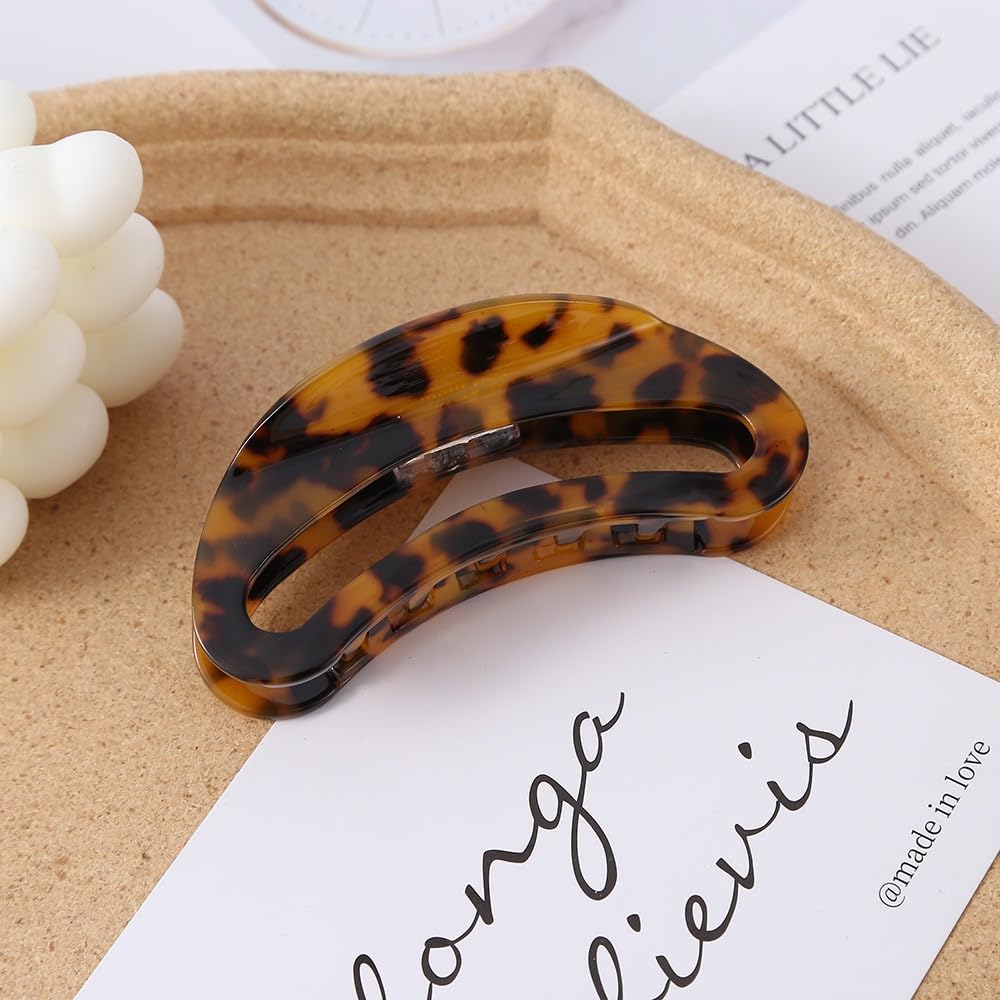 Tortoiseshell Hair Claw Clips - 2PCS Strong Hold Cellulose Acetate for Thick Hair | Leopard Print Medium Size Accessories