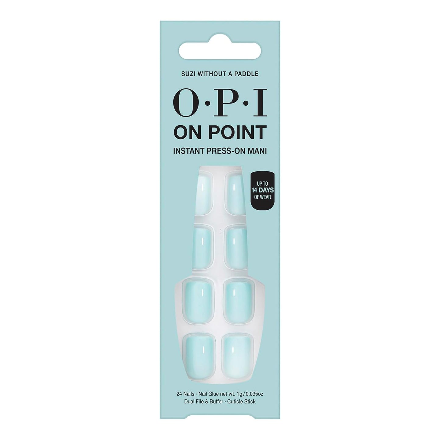 OPI On Point Press On Nails - Short Round & Squoval Nail Art | 24 Count with Glue | Long-Lasting & Reusable