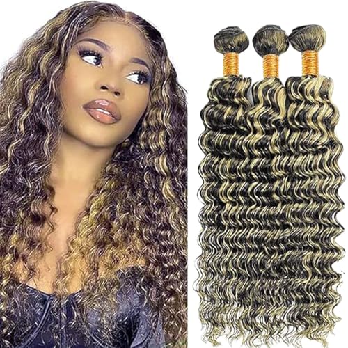 P1B27 Blonde Deep Wave Hair Bundles - 24, 26, 28 Inch | Unprocessed Brazilian Virgin Hair