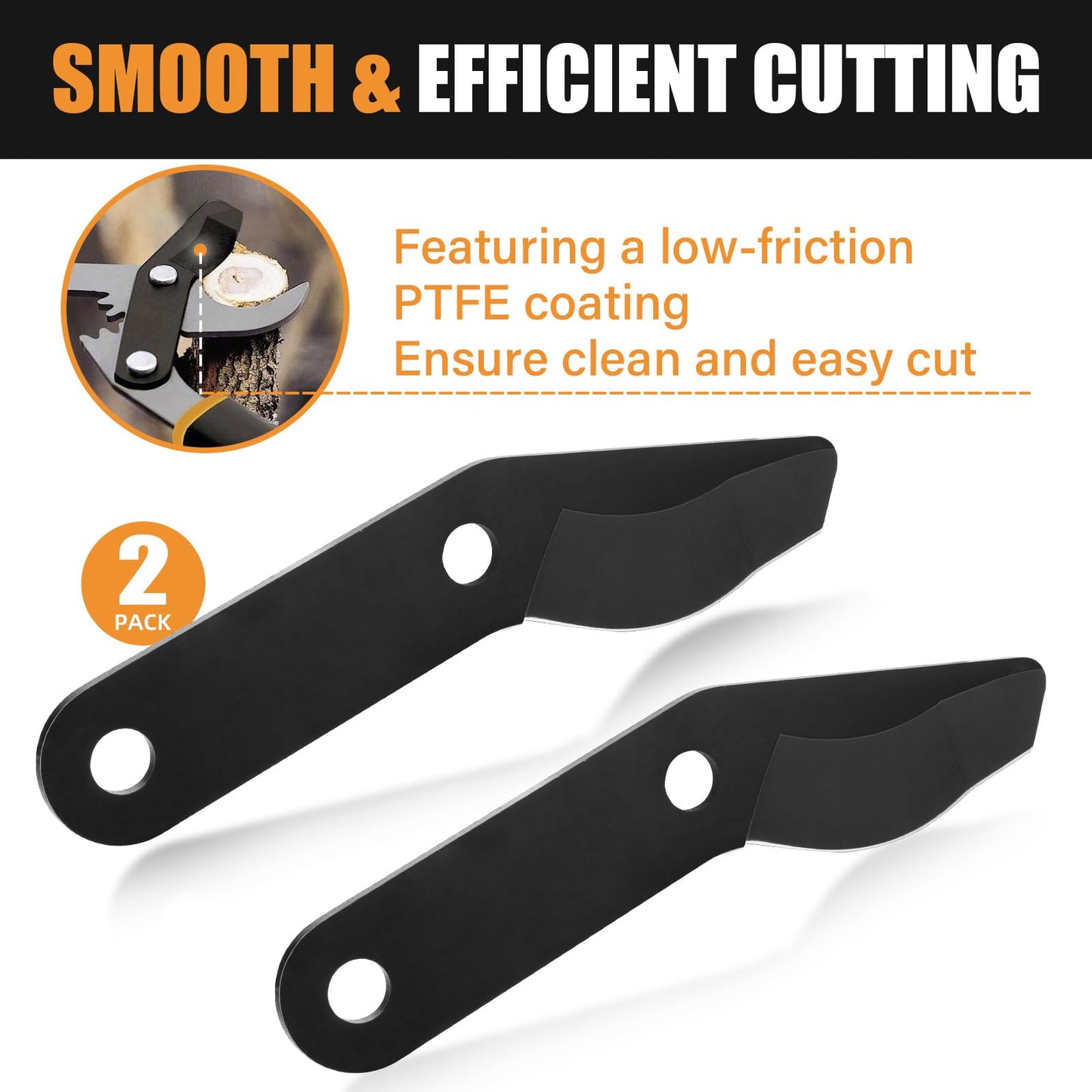 Steel Lopper Replacement Blade for 32 Inch Bypass Lopper, 2 PC Large Pruner Blades for Branch Cutting Gardening Tools, Black