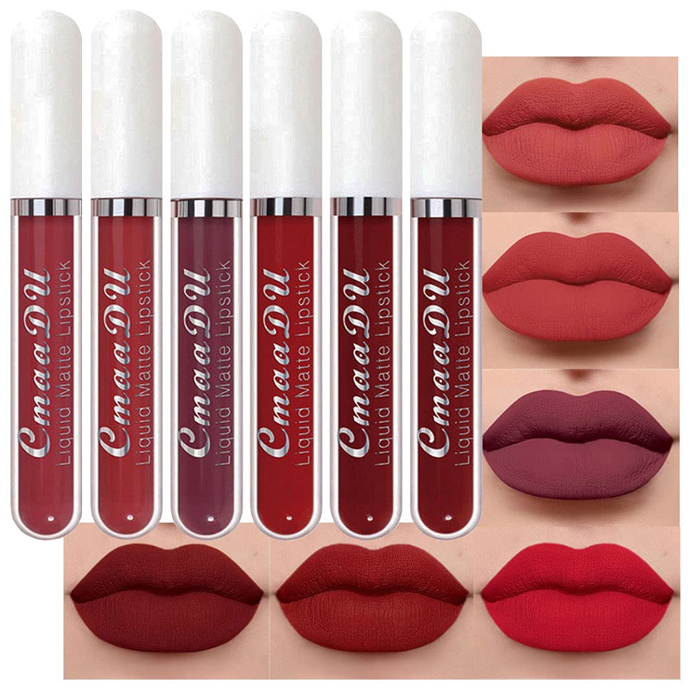 Matte Liquid Lipstick Set - 6 Pcs Dark Light Nude Brown Shades | Long-Lasting Velvet Finish for Black Women