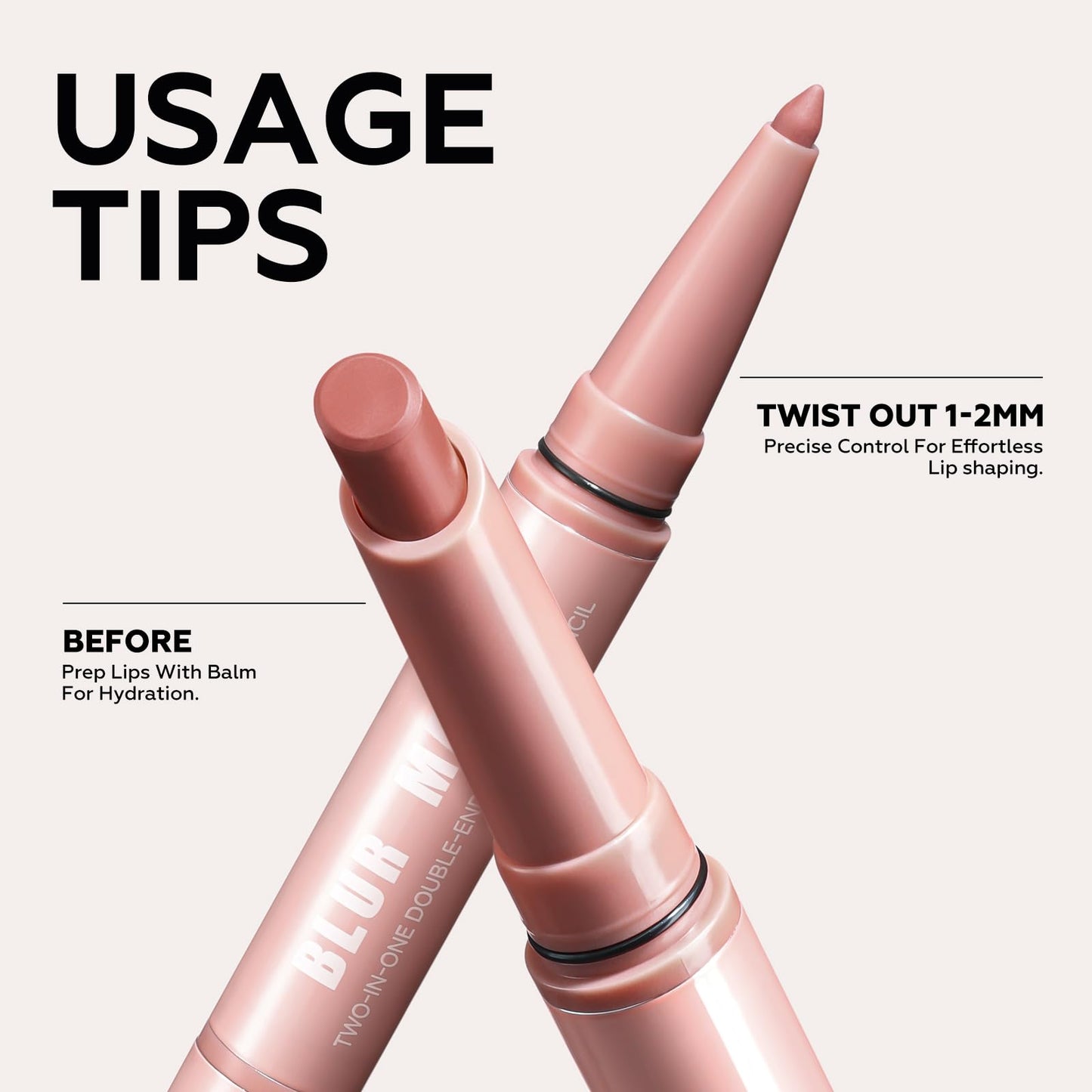 FOCALLURE Fuller Sculpt Dual-Ended Lip Liner & Lipstick 2-in-1,Long Lasting,Highly Pigmented Lip Pencil, Instantly Defines and Plumps for 3D Fuller Lips,PK01 BLUSH