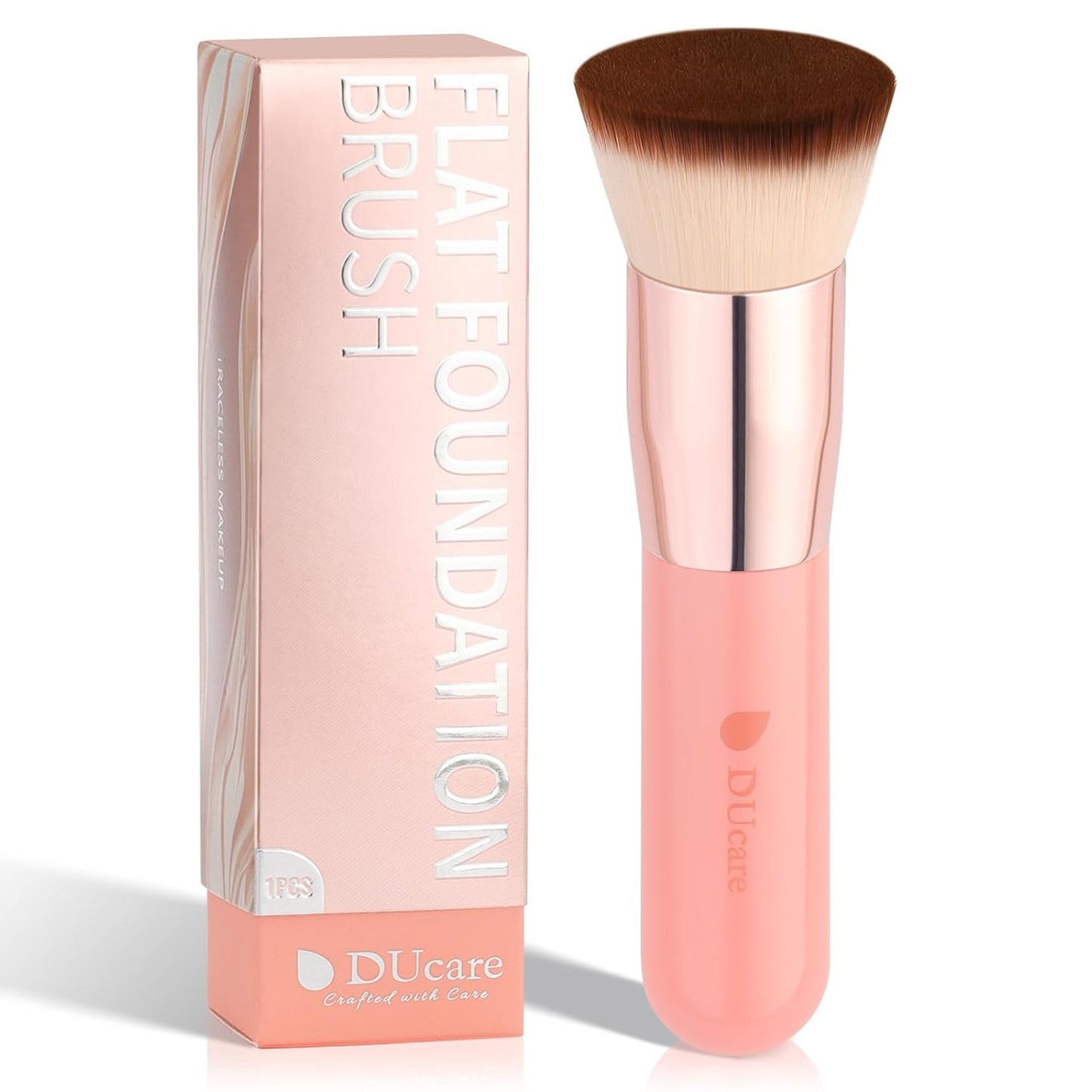 DUcare Large Flat Top Kabuki Foundation Brush Set - 3 Premium Brushes for Liquid, Cream & Powder Makeup | Buffing & Blending
