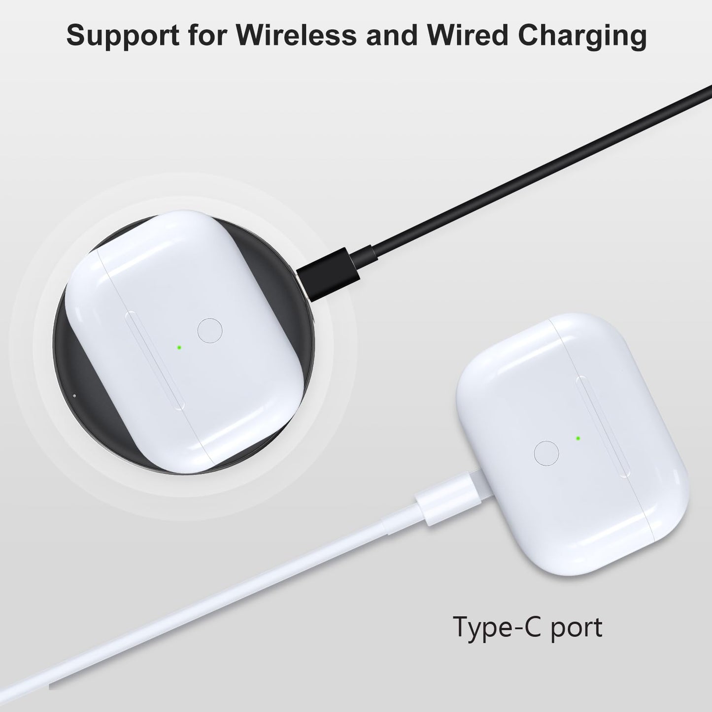Wireless Charging Case Replacement Compatible with AirPod Pro 1st & 2nd Generation, Air Pod Pro 1 2 Charger Case,USB-C Charging Port