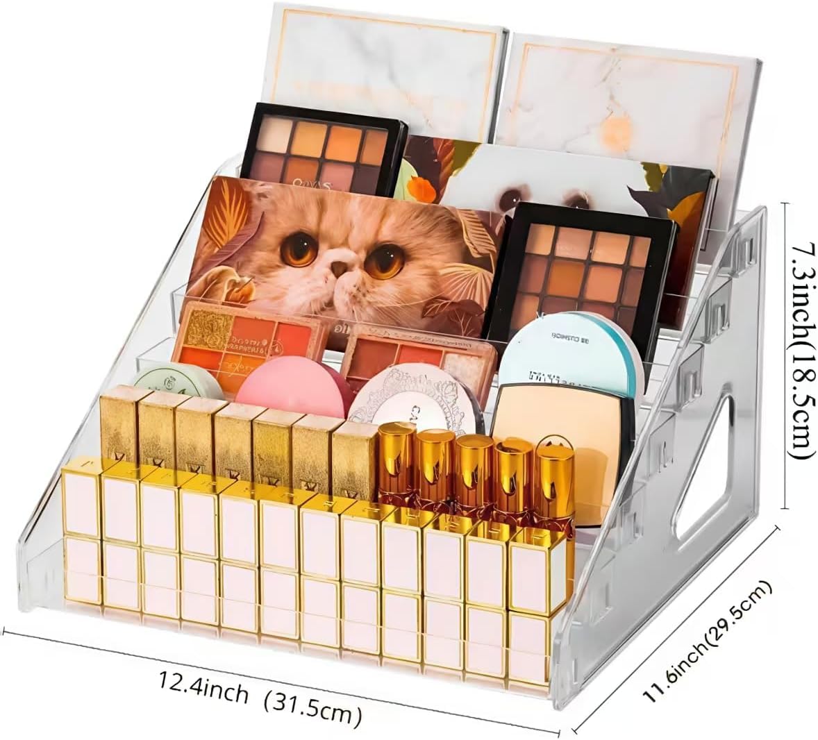 YICBOR Nail Polish Rack, 7 Layers Clear Acrylic Nail Polish Storage Organizer Display, Freestanding Makeup Caddy for Sunglasses, Cosmetics