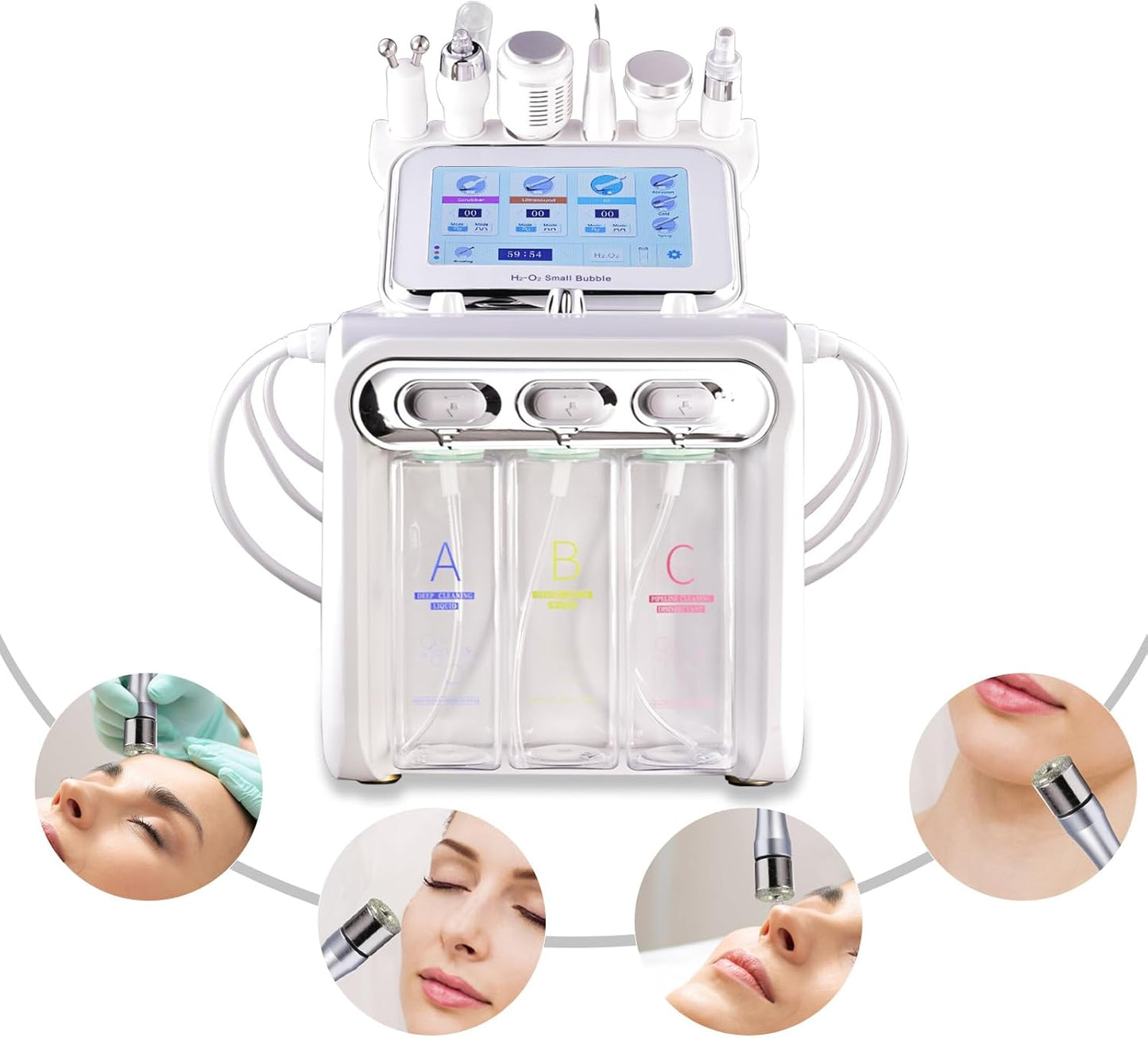 Diamond Microdermabrasion Facial Machine - 7 in 1 Hydrogen Oxygen System with Aqua Peeling Solution
