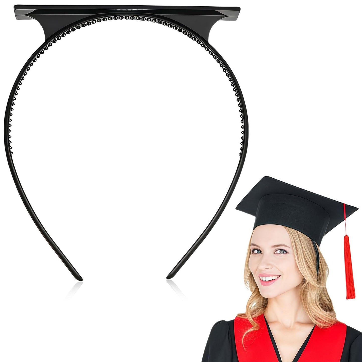 HIFANMM 1 Pack Graduation Cap Headband, Secures Your Grad Cap and Hair Style, Upgrade Grad Hat Headband, Graduation Supplies Non Slip Head Band