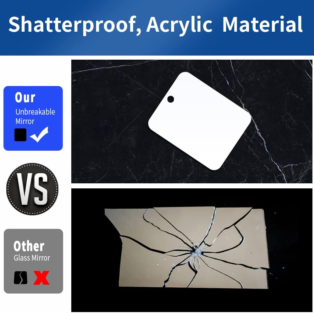 Shatterproof Fogless Shower Mirror for Shaving - 10.7x8 Inch Unbreakable Plexiglass | 2 Pack, Silver