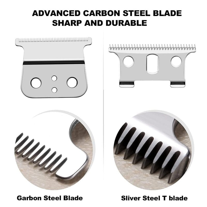 3 Pack T Outliner Replacement Blade Compatible with Andis GTX/GTO Trimmer, Hair Clipper T Blade (Silver Steel + Silver Steel)