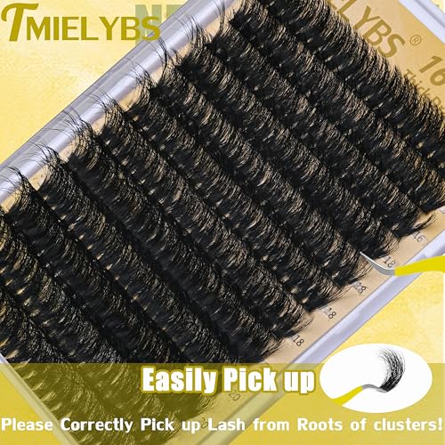 150D Volume Lash Clusters 16-22mm Thick Wispy False Eyelashes 240pcs DIY Extensions