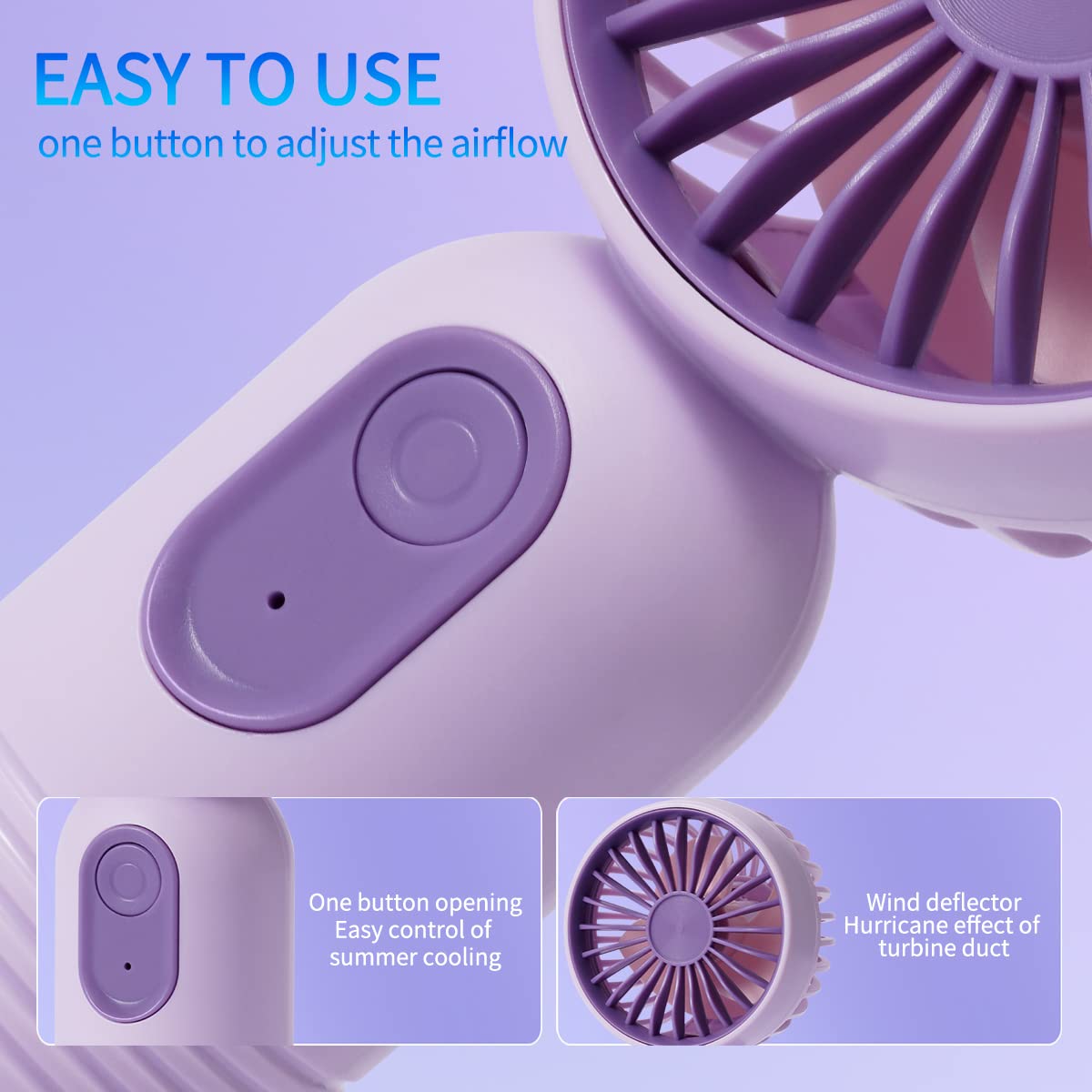JODNO Mini Portable Fan 3 Pack, Cute Handheld Battery Operated Lightweight Small Personal Fans with 3 Speeds and USB Rechargeable Eyelash Fan for Women Men Office Outdoor Travel Camping