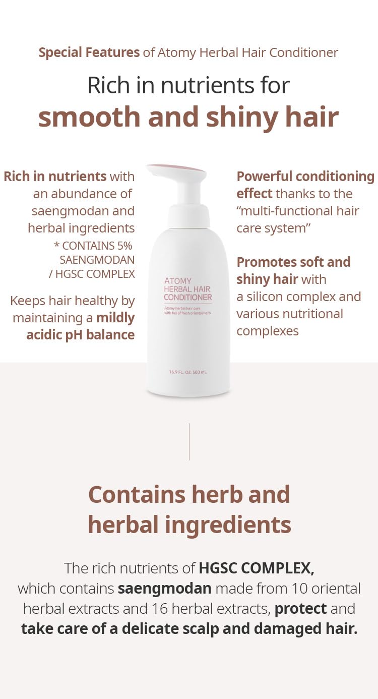 Herbal Hair Care Low pH Deep Cleansing Shampoo 500ml + Full of Nutrients, Smooth and Shiny Conditioner 500ml