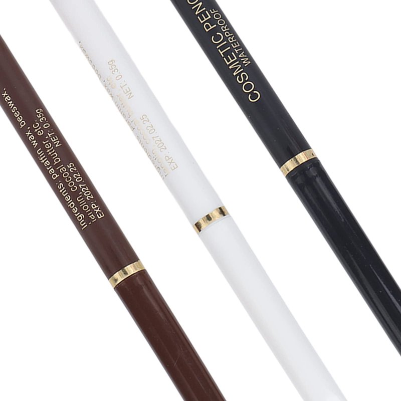 Beard Filler Pen, 3 Pieces Beard Contour Pencils, Enhance and Color Facial Hair (White, Black, Brown)