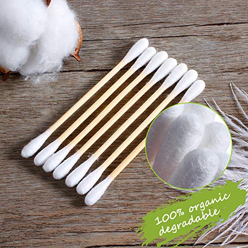 Coralov 1000 Bamboo Cotton Swabs - Eco-Friendly Biodegradable Dual-Tip Buds