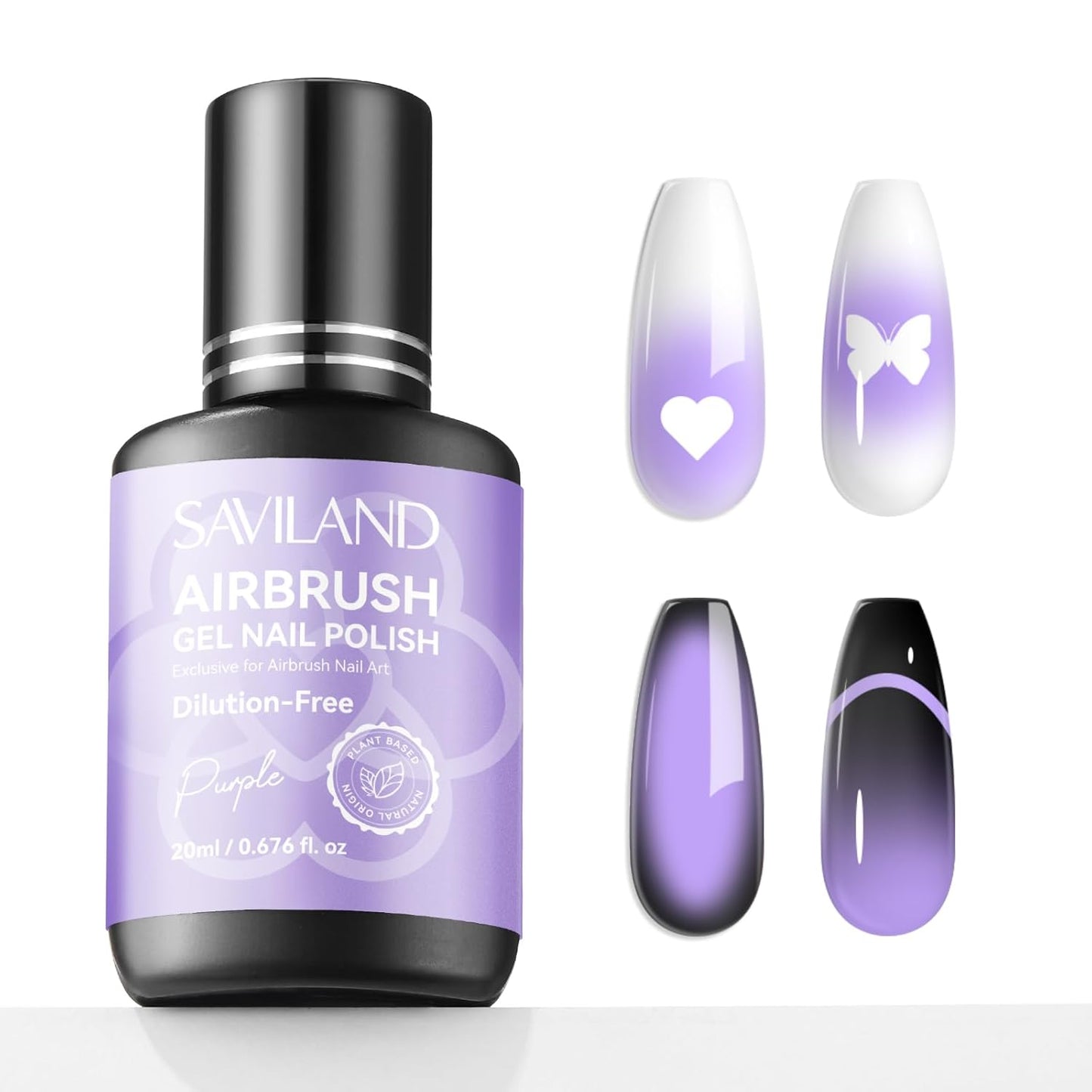 SAVILAND Airbrush Gel Nail Polish - Hema-Free, No Clogging, 20ml | White Ombre Nail Gel for High Pigment Colors