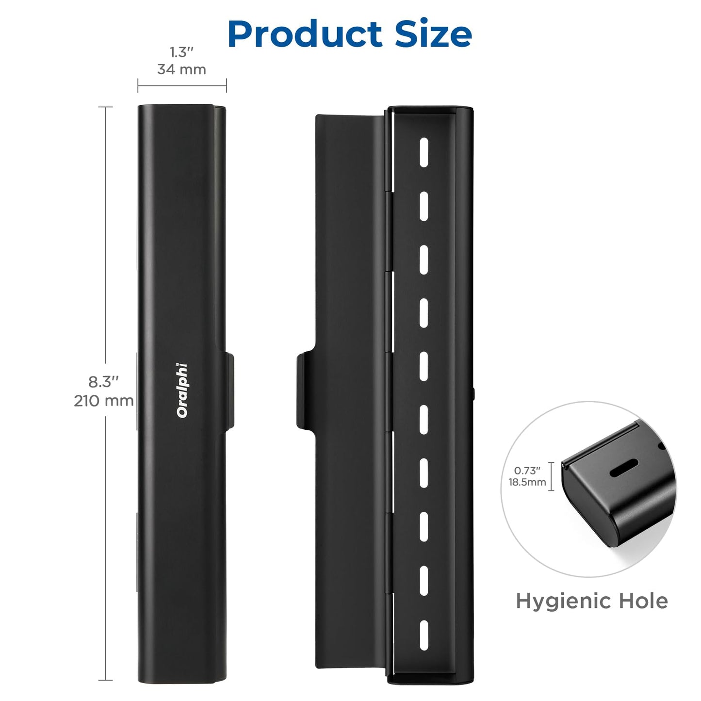 Oralphi Aluminum Toothbrush Travel Case, Portable Travel Toothbrush Holder, Durable Manual Toothbrush Box Container for Traveling, Bathroom, Camping, Business Trip-Black