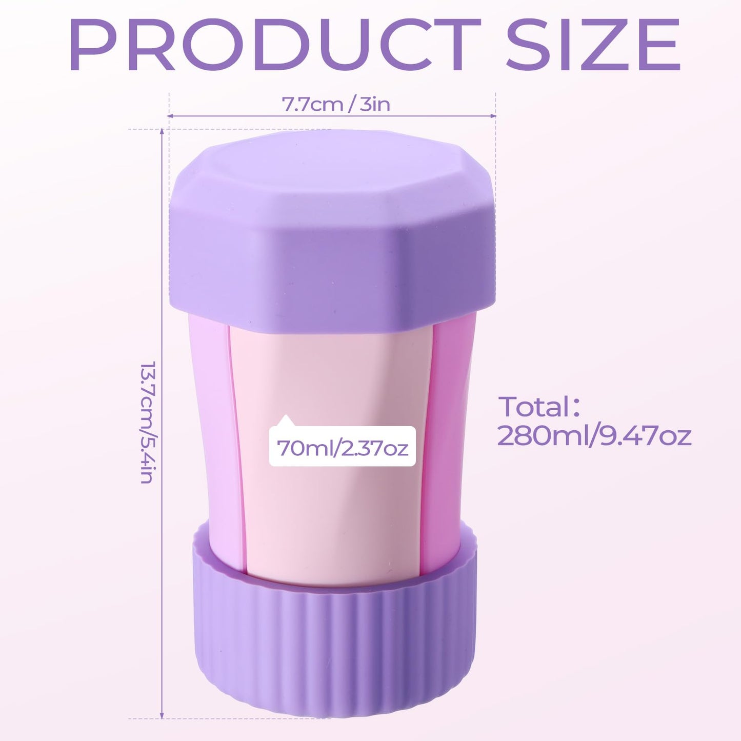 Teecyhooo 4 in 1 Silicone Travel Bottle for Toiletries, Travel Size Containers Leak Proof Refillable Liquid Squeezable Portable Dispenser Tubs for Shampoo Conditioner Lotion Body Wash(Purple)