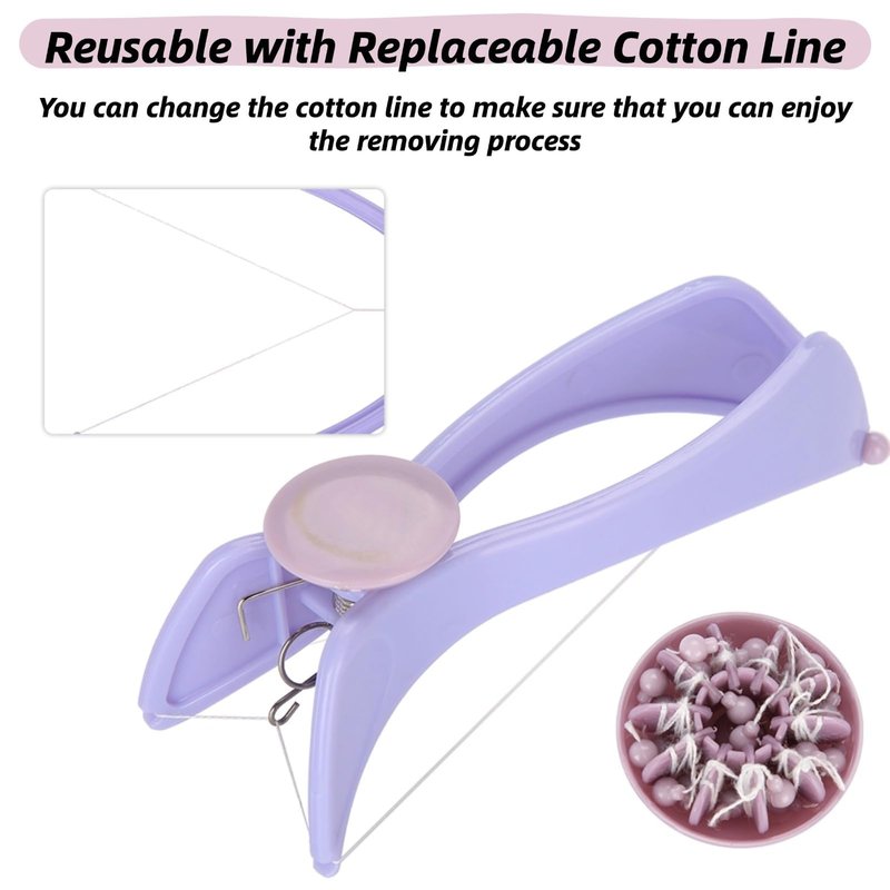 BZOBN Eyebrow Face and Body Hair Threading and Removal System, Purple, Manual Epilator with Threading Tool