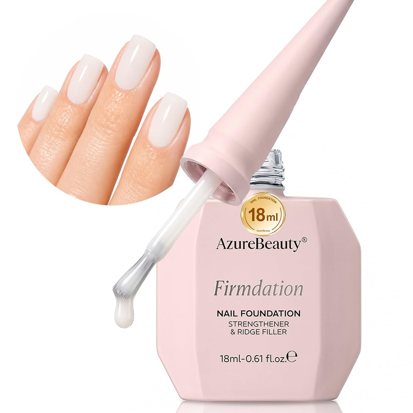 AzureBeauty 18ml Nail Strengthener and Growth, Milky White Nail Polish
